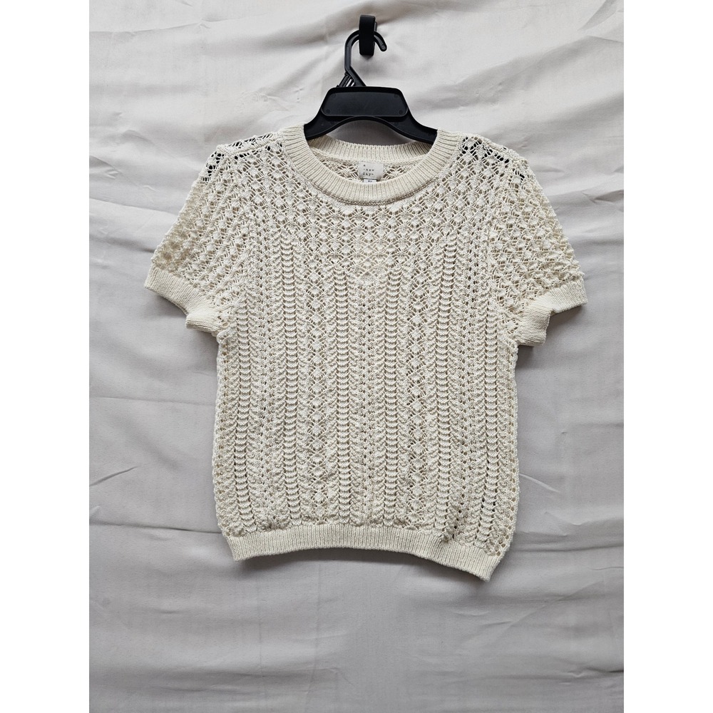 A New Day Womens Pullover Sweater Cream Cotton Blend Casual Size XS